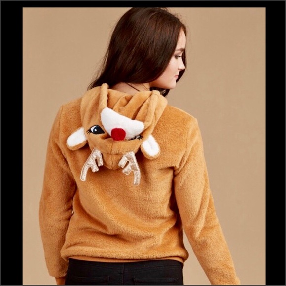 LAST ONE•REINDEER ZIP HOODIE SWEATER - Picture 5 of 8